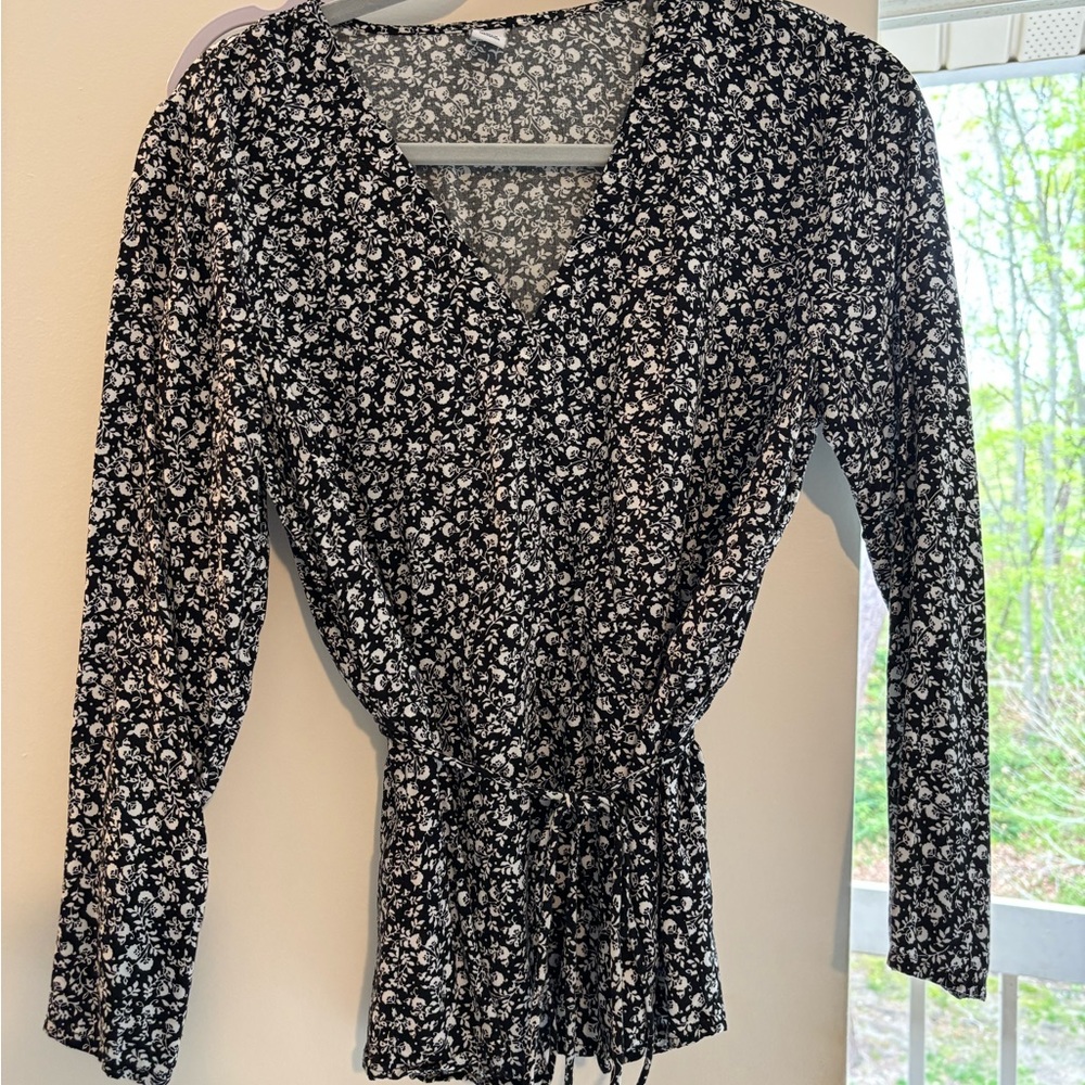 Floral Black and White Women's Top